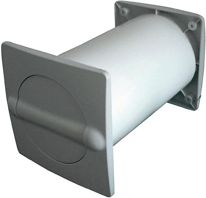 Edelstahl Mauerkasten 190 Mm Mit Rundanschluss & Rückstauklappe – Für Lüftung, Wanddurchbruch 190x200 Mm