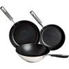 Amazon Basics 3-teiliges Brat- und Wokpfannen-Set