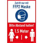Aufklebo Maskenpflicht Schild FFP2 Hartschaum