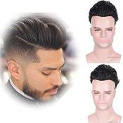 auspiciouswig natürliches Echthaar Stück Herren Toupet Vergleich
