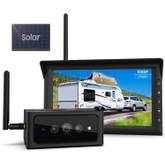 Lescars Solarrueckfahrkamera: Kabellose Solar-Funk-Rückfahrkamera mit 4,3  (10,9 cm) Monitor, 2,4GHz (Rückfahrkamera kabellos Akku)