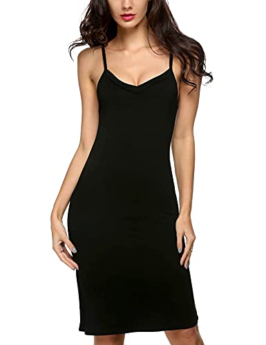 Vlazom Damen Unterkleid mit Trägern Sexy Unterröcke lang Negligee