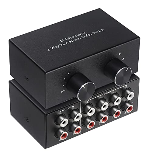 Produktbild von Audio Switcher PROZOR Lautsprecher Wahlschalter 2 In-1 Out Lautsprecher Umschalter 2 Fach Verstärker Umschalter Mit A/B-Schalter Vergoldeter Bananenstecker Für Verstärker, Passive Lautsprecher Lautsprecher Anschlussterminal