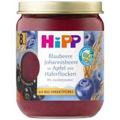 Hipp Frucht und Getreide Blaubeere Johannisbeere in Apfel mit Haferflocken