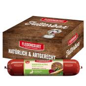 Fleischeslust Futterbox Kaninchen mit Rind mit Erbse, Birne und roter Bete Vergleich