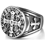 Tribal Spirit Steel Ring Benedikt Kreuz Vatikan Siegelring
