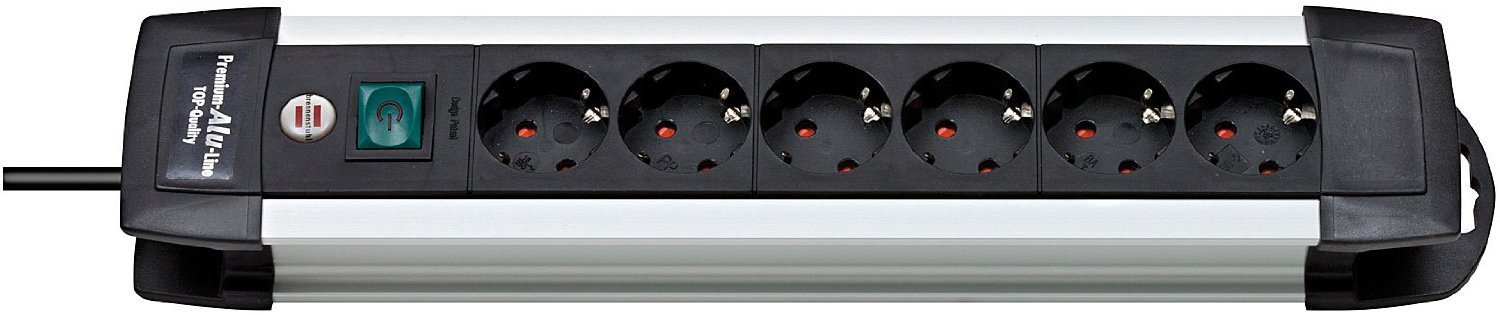 PEREL 6-fach Steckdosenleiste – Mit Schalter, 1,4 M Kabel, Kinderschutz, Blau/weiß
