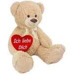 Brubaker XXL Teddybär 100 cm (Beige) mit "Ich Liebe Dich"- Herz