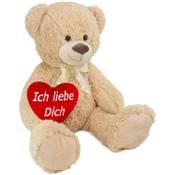 Brubaker XXL Teddybär 100 cm (Beige) mit "Ich Liebe Dich"- Herz
