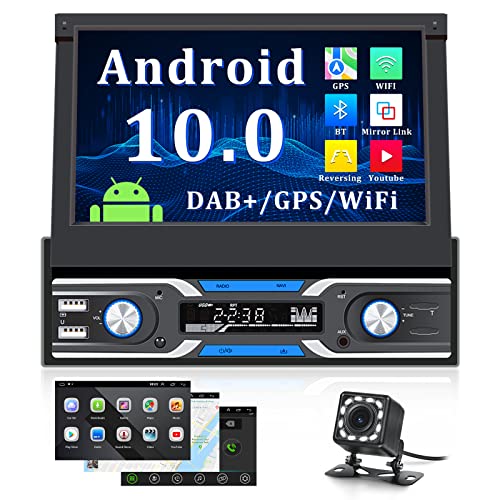 Hikity Autoradio 1Din mit Apple Carplay und Android Auto, 7 Zoll  Automatisch Ausfahrbares Touchscreen Radio mit Bluetooth  Freisprecheinrichtung