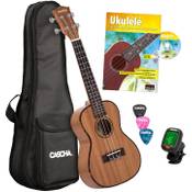 CASCHA HH 2036 FR Premium Mahagoni Konzert Ukulele Bundle 