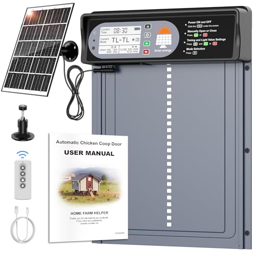 VEVOR Automatische Hühnerklappe Aluminiumlegierung/ABS Hühnertür Mit Schieber 66W Hühner-Pförtner 30x30cm Tür Stallöffner Mit Lichtsensor Zeitsteuerung Ideal Für Außen-/Innenbereich Von Hühnerställen
