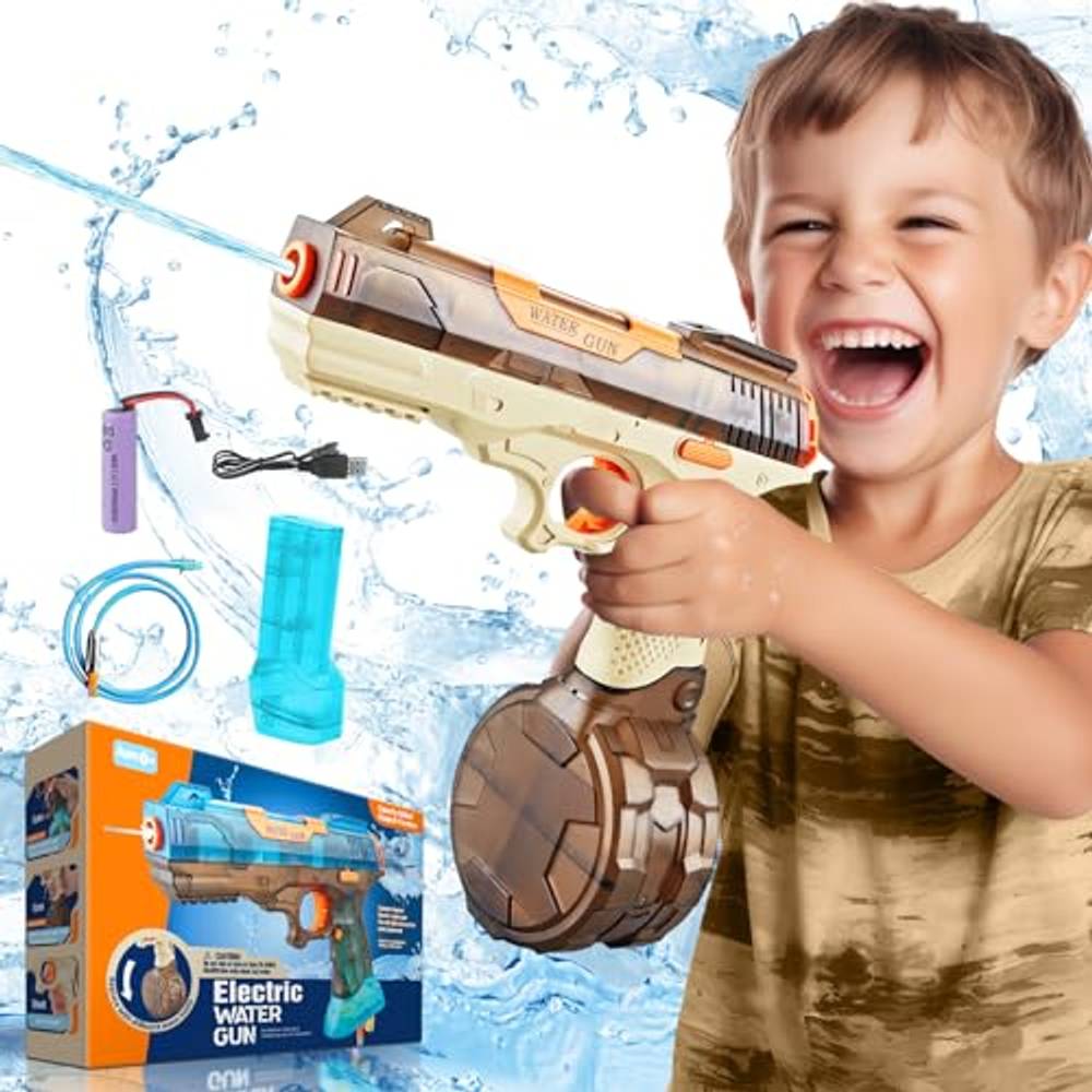 Bodinator Classic – Elektrische Wasserpistole, Automatisch, IP67 Wasserdicht, 1200-mAh-Akku – Transparentes Design, 500 Ml + 50