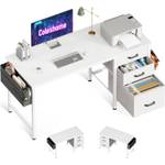 Coleshome Schreibtisch mit 3 Stoff Schubladen