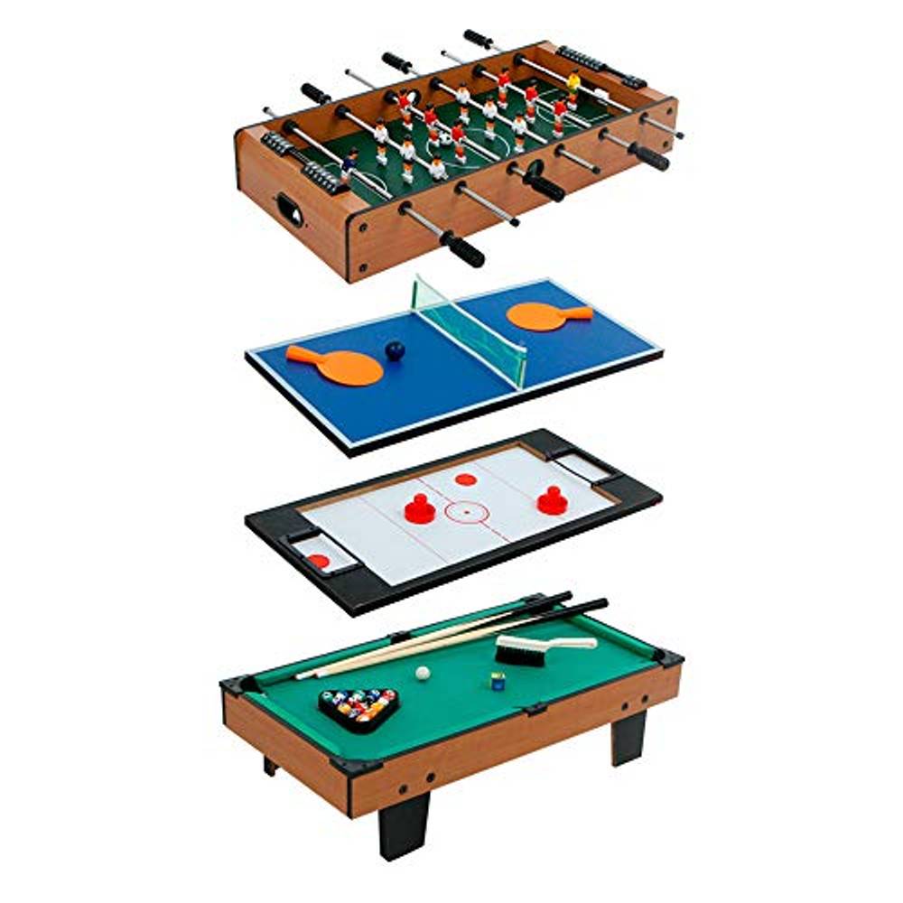 HOMCOM 4-in-1 Multispieltisch Multigame Spieltisch mit Tischfußball Tischhockey Tischtennis Billard Multifunktionsspieltisch aus MDF, 87 x 43 x 73cm
