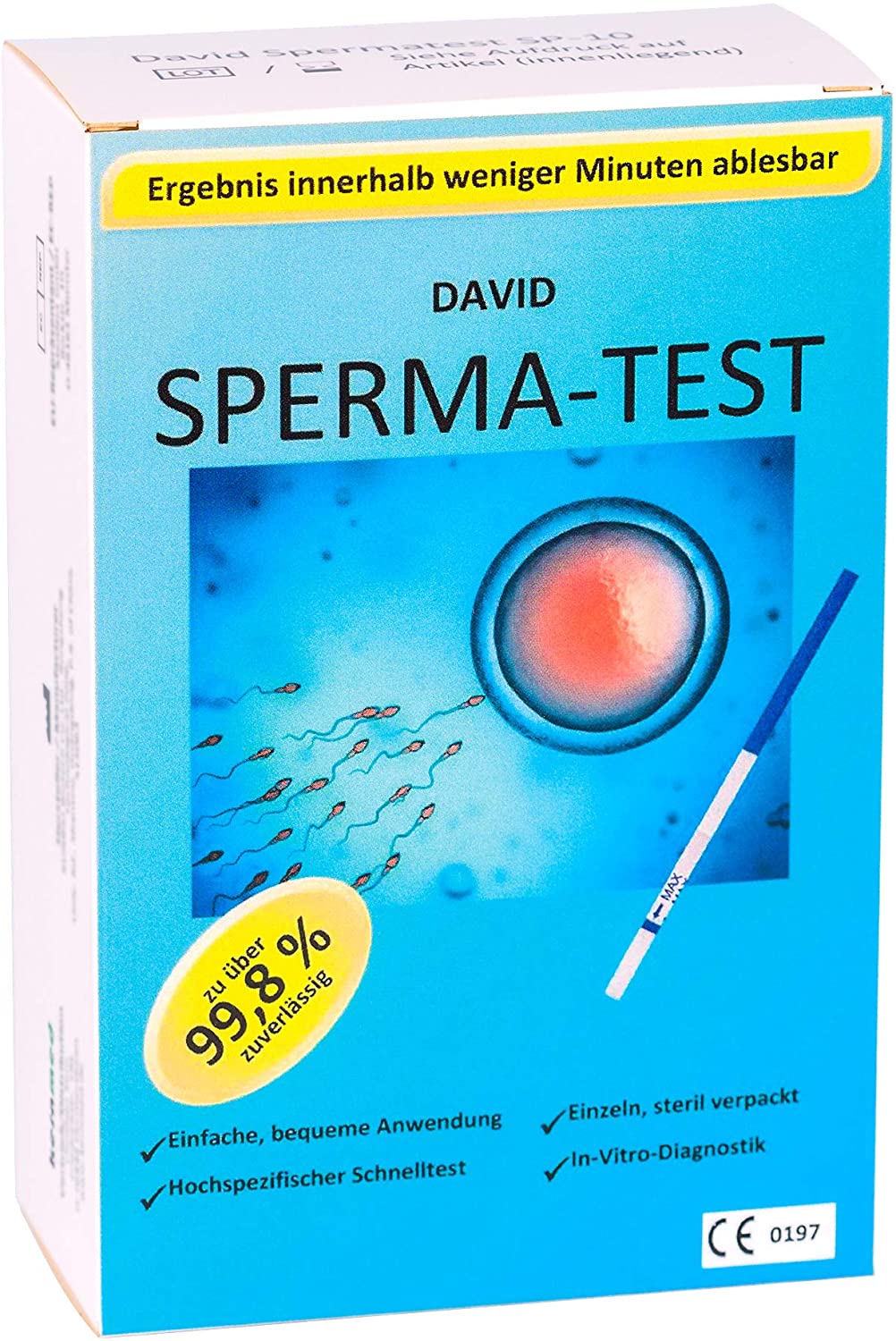 Fruchtbarkeitstest Sperma Test für Männer: Easy@Home 1 x Spermientest |  Zeugungsfähigkeit Schnelltest Kinderwunsch - Misst die Konzentration von