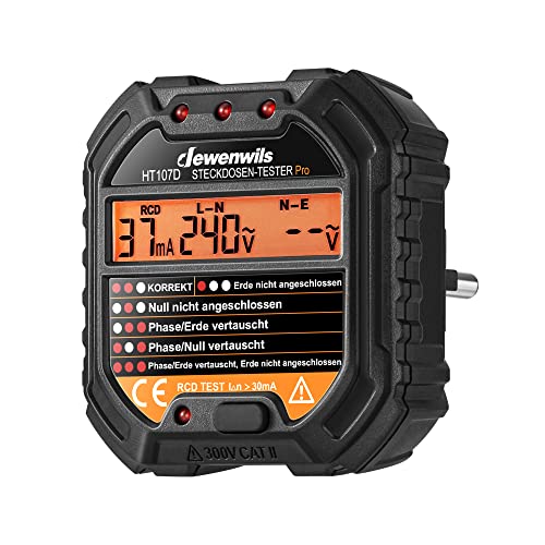 Steckdosentester Mit RCD-Prüfung & LCD | 6 Fehlerdiagnosen | Für Heimwerker & Elektriker
