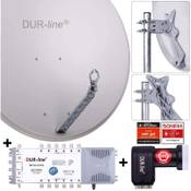 DUR-line 12 Teilnehmer Set - Qualitäts-Alu-Satelliten-Komplettanlage Vergleich