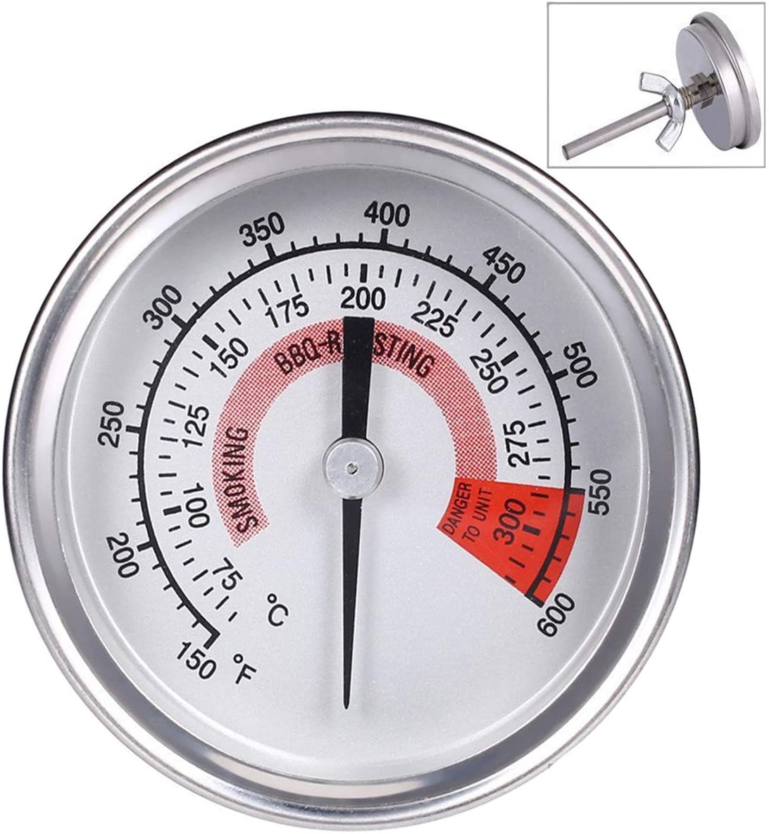 Räucherthermometer Analog - 0-250°C - Edelstahl Für Räucherofen & Grill