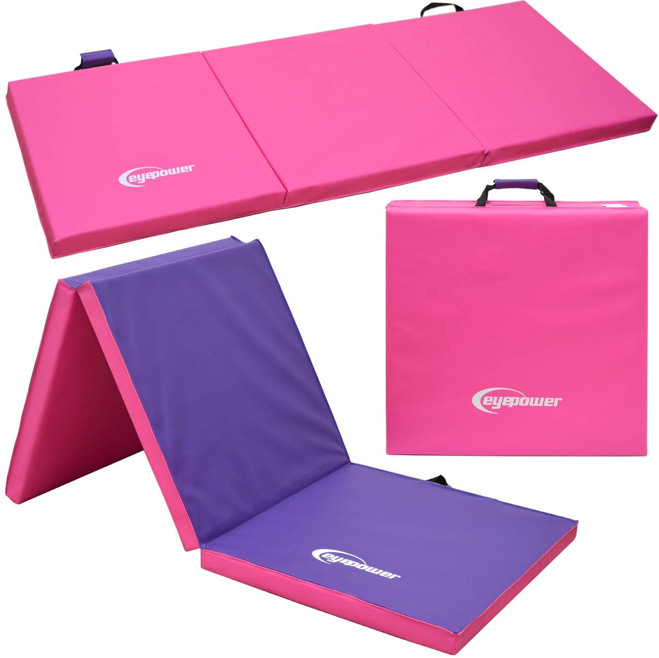 Matladin 2-tlg. Faltbare Gymnastikmatte – 1,8 X 0,6 M, 5,1 Cm Dick, PU-Leder, Mit Klettverschluss, Für Yoga & Kampfsport