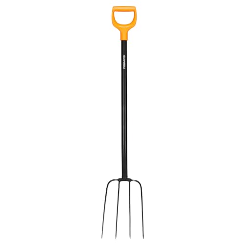 Produktbild von NETPROSHOP Schweden-Mistgabel Mit Aluminiumstiel – Leicht, Extrem Robust, Polycarbonat-Zinken, Inkl. D-Griff – Farbe Orange
