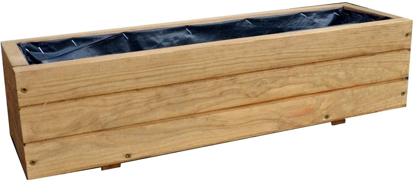 FKL DESIGN Pflanzkasten D25 Aus Holz Mit Plastikeinsatz - 44 Cm, Palisander, Fertig Montiert Für Garten & Terrasse