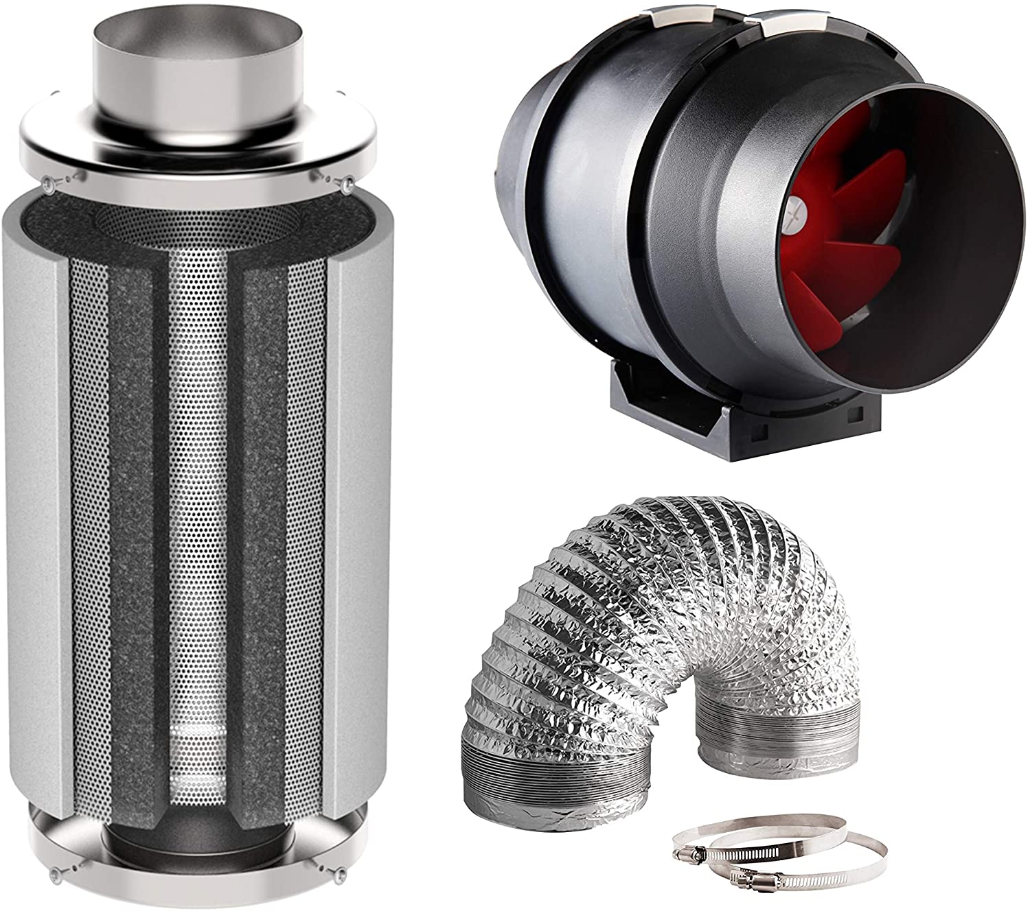 Vetter Grow Mini Aktivkohlefilter 100 M³/h - Für Kleine Growboxen Bis 60x60x180 Cm