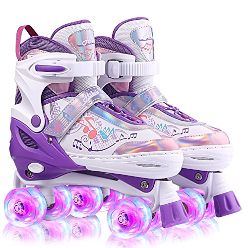 Hikole Kinder-Rollschuhe Verstellbar Mit LED – Größe 27-38, Für Mädchen & Jungen, Mitwachsend