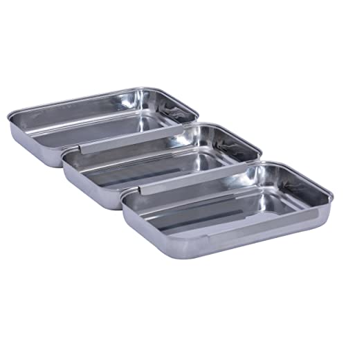 Produktbild von Edelstahl Schale Rechteckig Panierschalen Set, 4 Stück