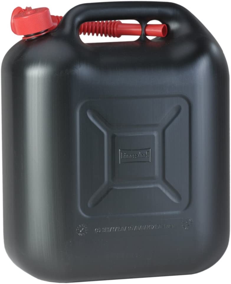 Kunststoff-Benzinkanister, 20 Liter, schwarz, mit flexiblem Ausgussstutzen