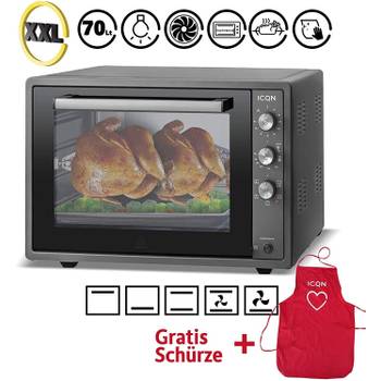 Produktbild von TurboTronic Mini-Backofen (35L) Inkl. Drehspieß Und 2x Backblech, Umluft & Doppelverglasung Ab