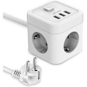 Jsver Steckdosenleiste 3 Fach mit USB