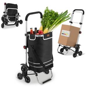 Juskys Einkaufstrolley 3in1 mit 2 Rollen für Shopping - 56 L Tasche abnehmbar - Trolley klappbar & modern - Sackkarre Einkaufsroller Grau