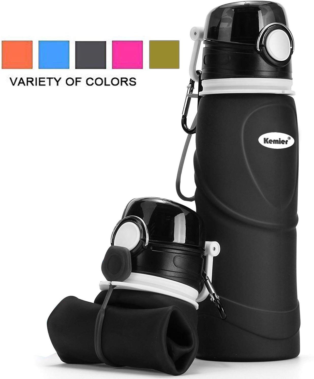 Valourgo Faltbare Silikon-Wasserflasche 525 Ml – Auslaufsicher, BPA-frei – In Aqua Blue