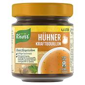 Knorr Hühner-Kraftbouillon in einem Glas Vergleich