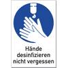König Werbeanlagen Alu Hinweis-Schild zur Händedesinfektion
