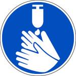 Klar Hinweis-Schild zur Händedesinfektion