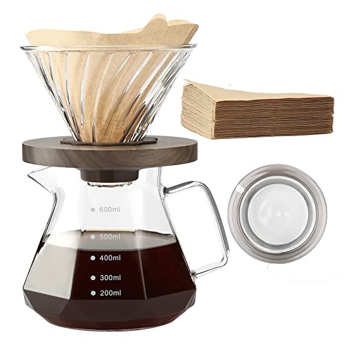 Porzellan Pour Over Kaffeebereiter 500ml - Mit Tasse, Handfilter Kaffeekanne