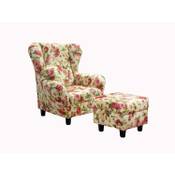 lifestyle4living Ohrensessel mit Hocker