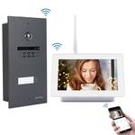 Mathfel Funk WLAN Video Türsprechanlage für 1-Familienhaus mit RFID und 7'' Monitor, Touchscreen HD
