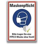 MBS-SIGNS Maskenpflicht Schild FFP2 Folie