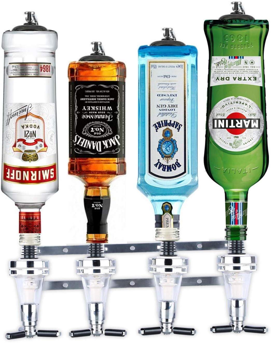 infactory Bar Butler: Flaschenhalter und Dosierer, 4-fach, für Wandmontage (Flaschenhalter  Wand)