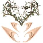 Mostory Geweih Elfen Blumenkrone Elfenohren Set