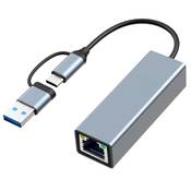 Omivine USB C auf Ethernet Adapter mit USB 3.0 auf RJ45