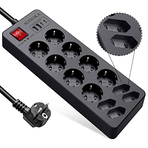Philips EZFit Überspannungssteckdose Mit USB – 3 Steckplätze, USB-A & USB-C, 980 Joule, Weiß