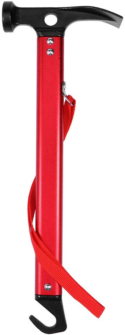 NUZAMAS Camping-Hammer Mit Abzieher Für Zeltheringe – 30 Cm, Robust & Griffig Mit Haltegurt