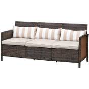 Outsunny Rattan Sofa mit Kissen, Dreisitzer Vergleich