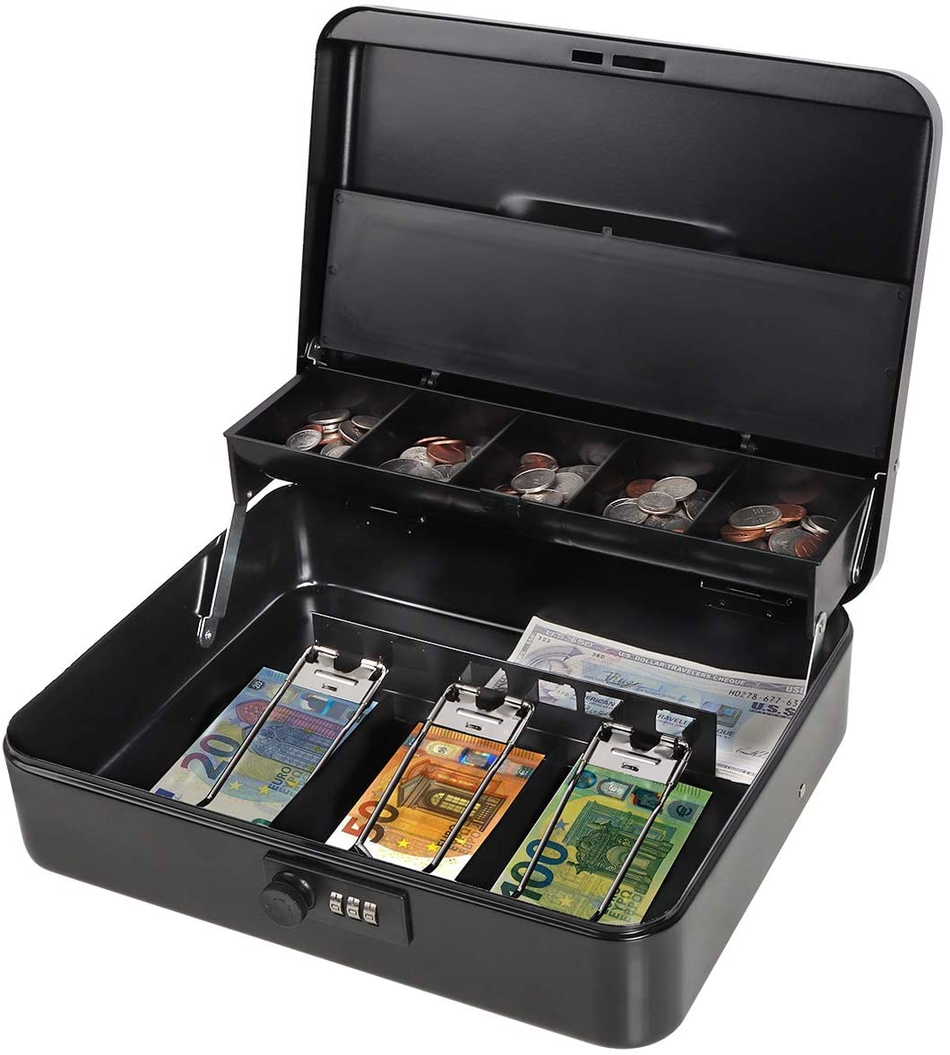 Kleine Geldkassette mit Zahlens chloss tragbare Metall geldbox mit Doppels  chicht für Sicherheits großhandel