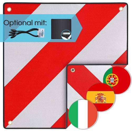 MATADORES Premium 2in1 Warntafel für Italien UND Spanien + Portugal, Aluminium, 50x50cm, reflektierend