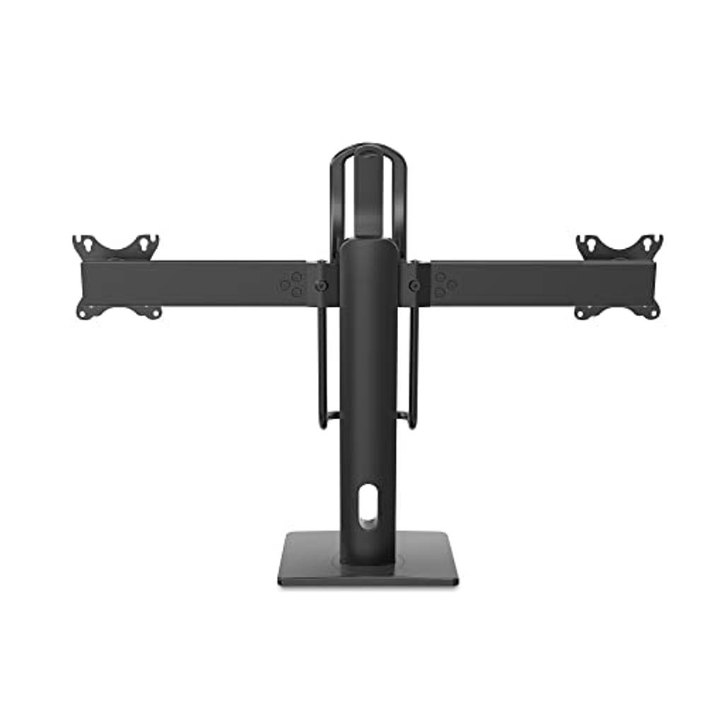 ICY BOX IB-MS314-T Dubbele monitorsteun voor 2 monitoren tot 32, bevestiging aan tafelblad of rand van tafel, staal, zwart